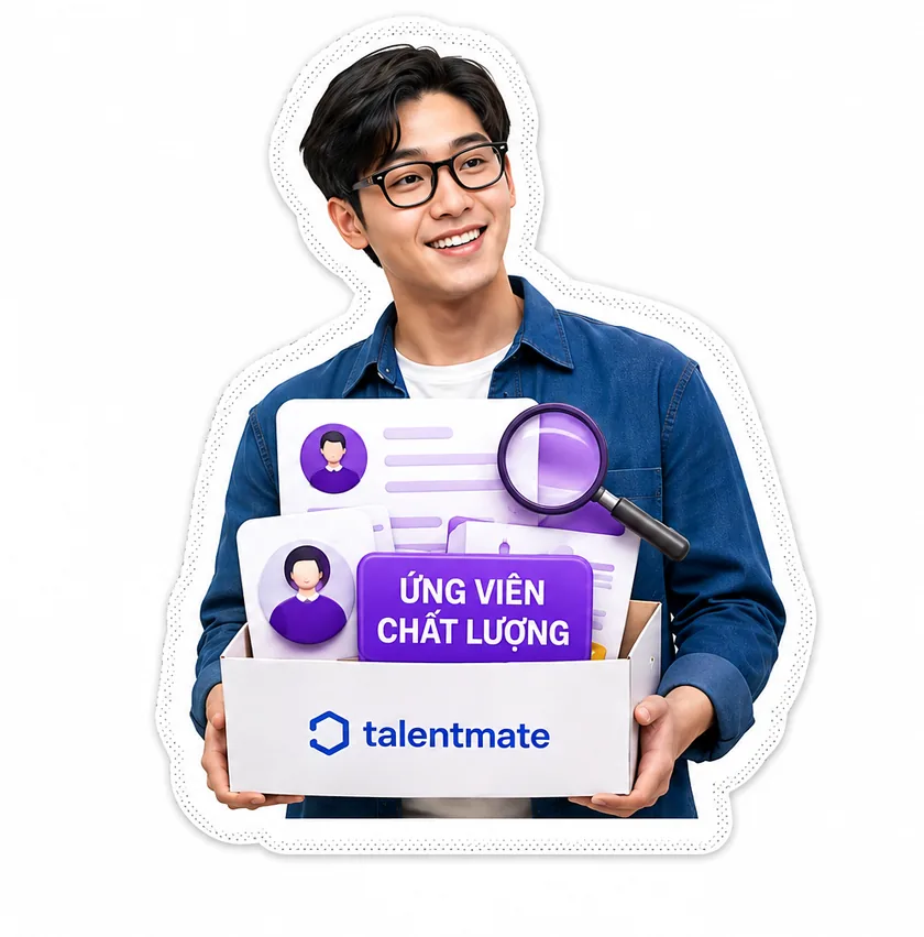 Chuyên viên Talentmate ôm thùng hồ sơ: ứng viên chất lượng